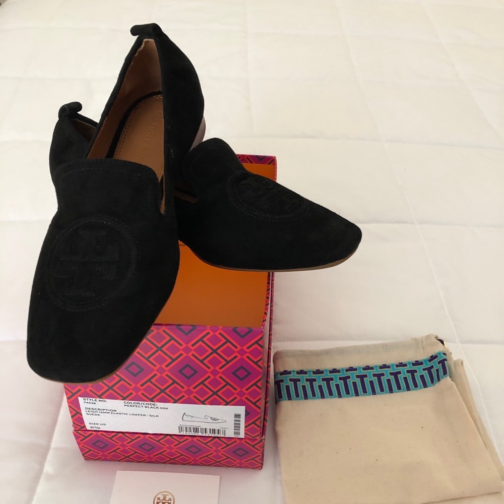 Tory Burch Leigh Suede Loafer Black 6.5 NIB